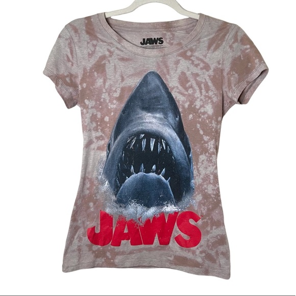 jaws Tops - JAWS Reverse Tie Dye Fitted Graphic T Shirt Top